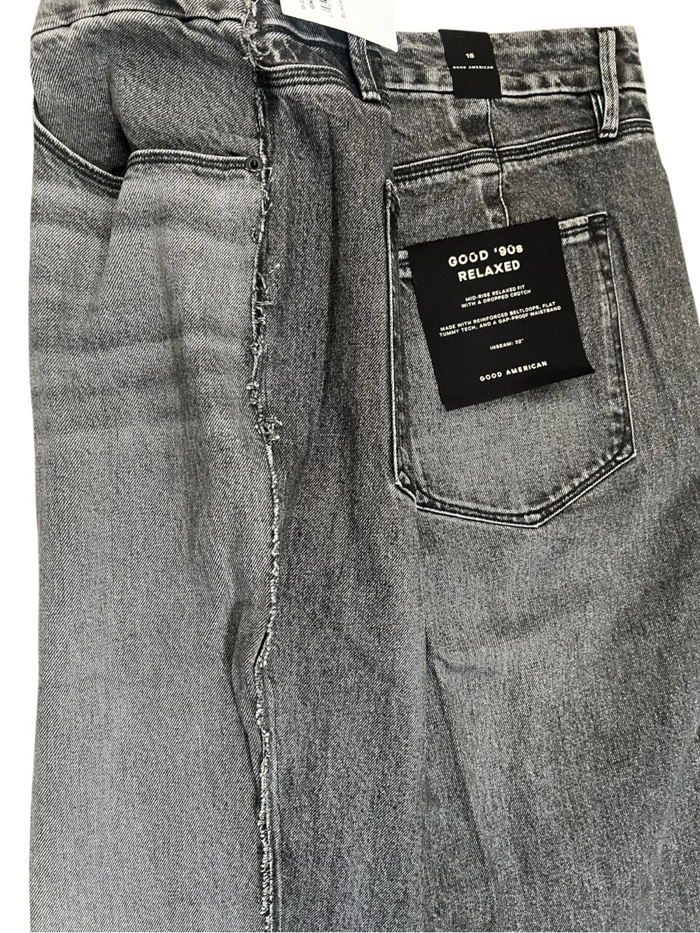 Good American Good 90s Relaxed Jeans Black Two Tone Baggy Mom Jean Size 15 NWT - Picture 7 of 11